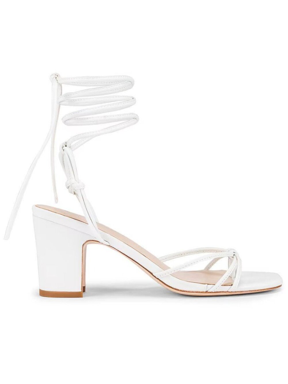 LPA Nicolo Low Heels in White Leather 9.5 New Womens sandals